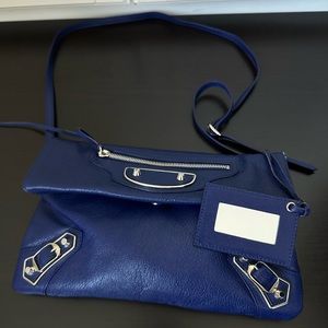 BALENCIAGA motocross flap envelope cross body bag/clutch with removable strap